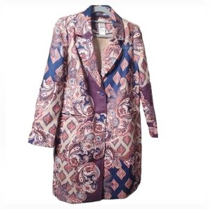 Chico's Multi Color Patch Print Coat